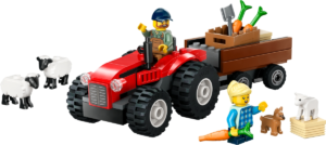 red farm tractor with trailer sheep 60461